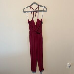 Burgundy Strappy Jumpsuit